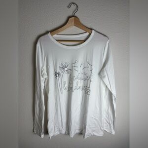 Scatter Kindness  long sleeve blouse color white SIZE M NWAT